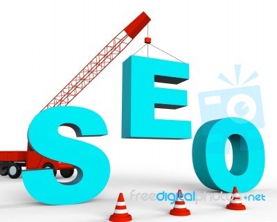 Build Seo Shows Search Engines And Builds 3d Rendering Stock Image