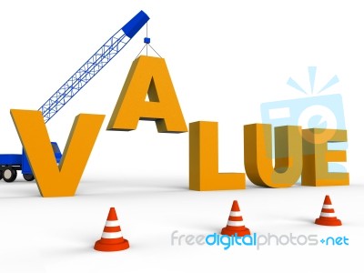 Build Value Means Worth Prices 3d Rendering Stock Image