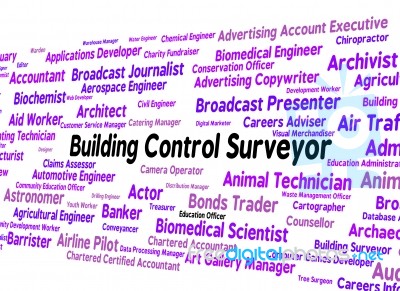 Building Control Surveyor Represents Employee Job And Text Stock Image