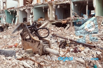 Building Destroyed Demolition Construction Architecture Old Stock Photo