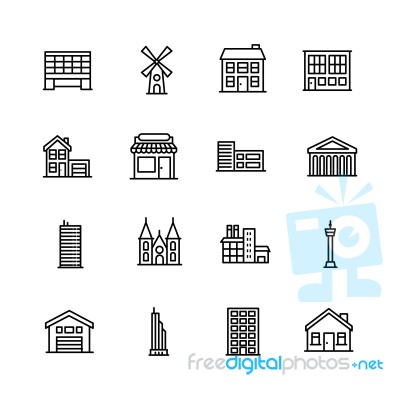 Building Icon Set On White Background Stock Image