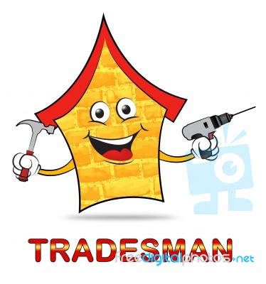 Building Tradesman Shows Home Improvement And Builder Stock Image