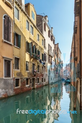 Buildings Along A Canal In Venice Stock Photo