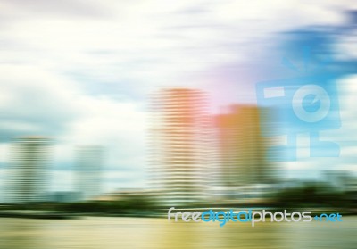 Buildings And Condominiums At The River Stock Photo