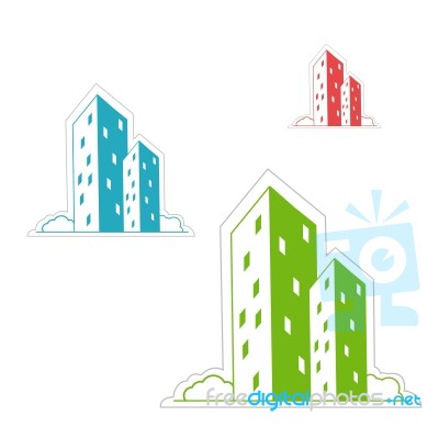 Buildings Icons On White Stock Image