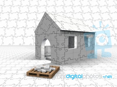 Built A Puzzle House Stock Image