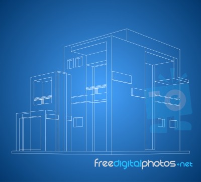 Built New House Wireframe Stock Image