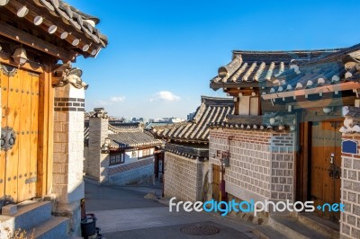 Bukchon Hanok Village,traditional Korean Style Architecture In Seoul,korea Stock Photo