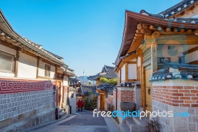 Bukchon Hanok Village,traditional Korean Style Architecture In Seoul,korea Stock Photo