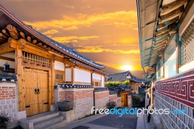 Bukchon Hanok Village,traditional Korean Style Architecture In Seoul,korea Stock Photo