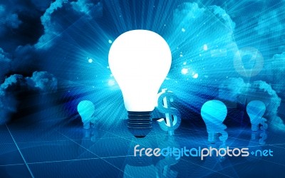 Bulb And Dollar Sign Stock Image