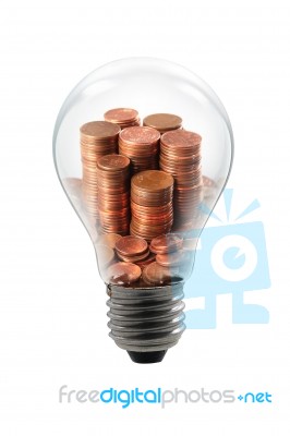 Bulb Lamp Coin Stock Photo