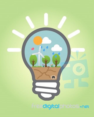 Bulb Light With Save Nature  Stock Image