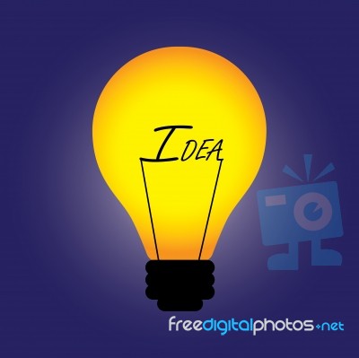 Bulb With Idea Word Stock Image