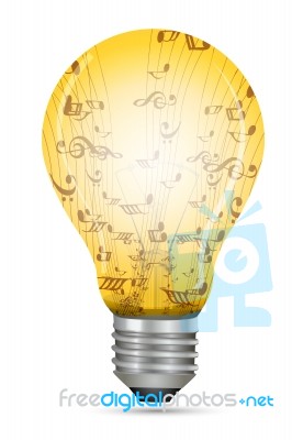 Bulb With Music Texts Stock Image