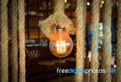 Bulbs Lighting Decor With String Stock Photo