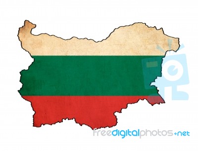 Bulgaria Map On Bulgaria Flag Drawing ,grunge And Retro Flag Ser… Stock Image