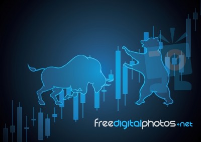 Bull And Bear Stock Market Candle Stick Graph Background Stock Image