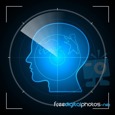 Bull And Bear Stock Market Human Head Radar Stock Image