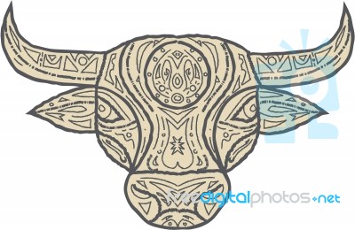 Bull Cow Head Front Mandala Stock Image