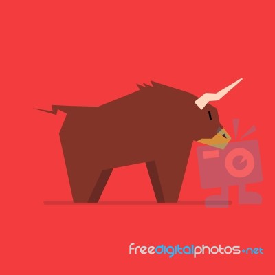 Bull In Flat Style Stock Image