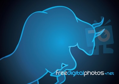 Bull Stock Market Blue Technology Background Stock Image