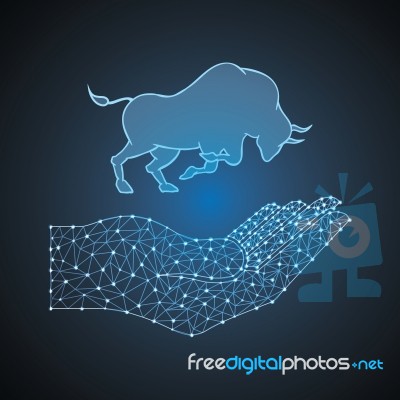 Bull Stock Polygon Hand Stock Image