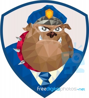 Bulldog Policeman Shield Low Polygon Stock Image