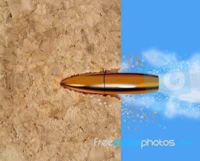 Bullet Penetrating Cement Wall Stock Image