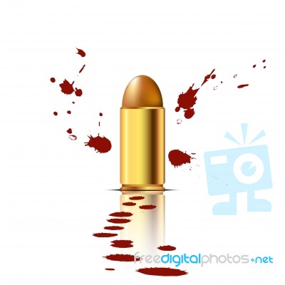 Bullet With Blood Background Stock Image