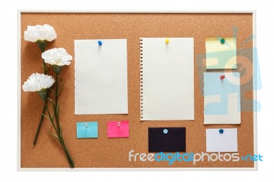 Bulletin Board With Note Paper Stock Photo