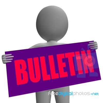 Bulletin Sign Character Shows Bulletin Board Or Announcement Stock Image