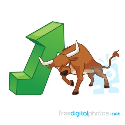 Bullish Trend Cartoon Style Stock Image