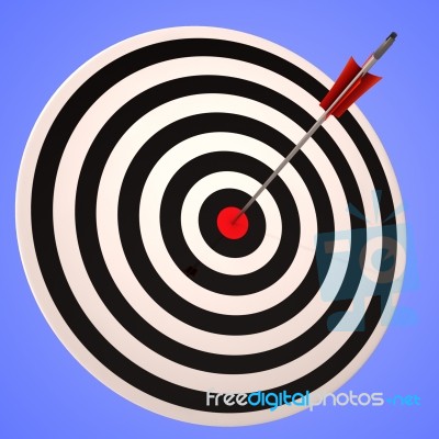 Bulls Eye Target Shows Precise Winning Strategic Goal Stock Image