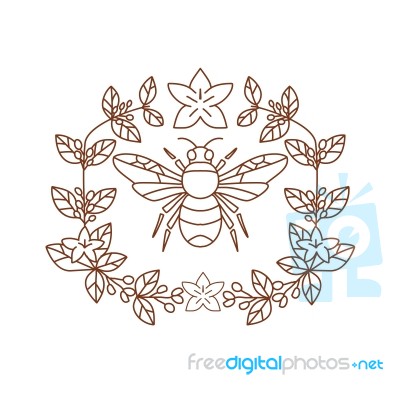 Bumblebee Coffee Flower Leaves Icon Stock Image