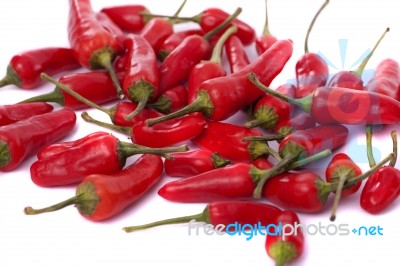 Bunch Of Red Chili Peppers Stock Photo