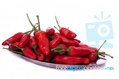 Bunch Of Red Chili Peppers Stock Photo