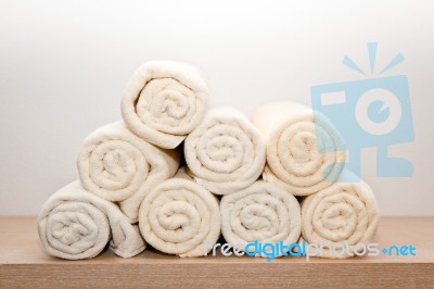 Bunch Of White Towels Stock Photo