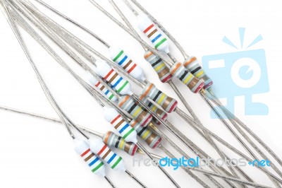 Bundle Of Resistors Against A White Background Closeup Stock Photo