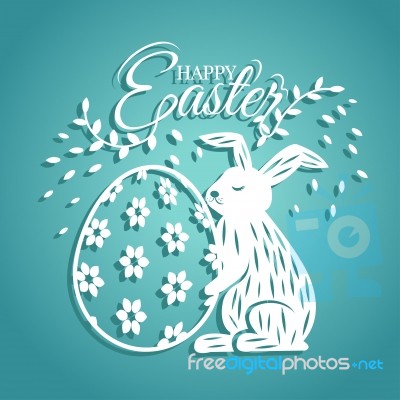 Bunny And Egg For Easter Day Greeting Card Stock Image