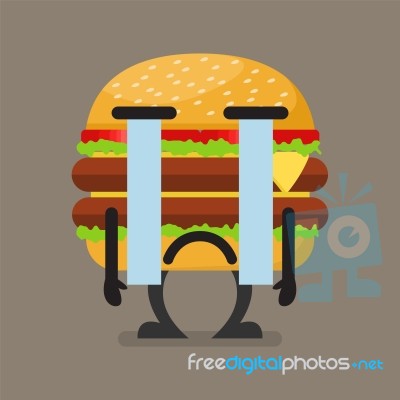 Burger Character Crying Stock Image