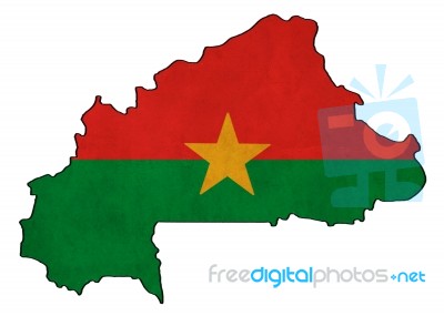 Burkina Faso Map On  Flag Drawing ,grunge And Retro Flag Series Stock Image