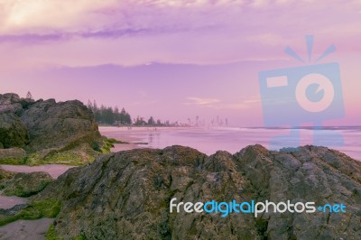 Burleigh Heads Beach During The Day Stock Photo