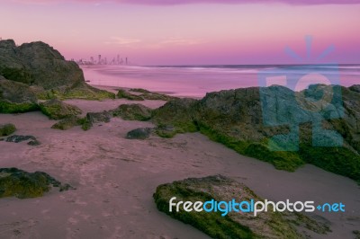 Burleigh Heads Beach During The Day Stock Photo