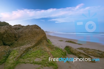 Burleigh Heads Beach During The Day Stock Photo