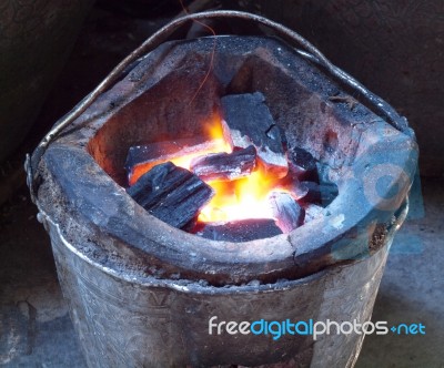 Burning Charcoal Stock Photo