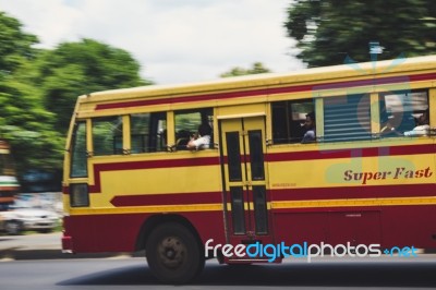 Bus That Says Super Fast Moving Fast Stock Photo