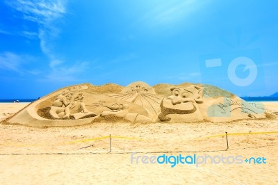 Busan, South Korea - June 1: Sand Sculptures At The Busan Sand Festival On June 1, 2015 In Busan, South Korea Stock Photo