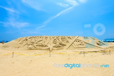 Busan, South Korea - June 1: Sand Sculptures At The Busan Sand Festival On June 1, 2015 In Busan, South Korea Stock Photo