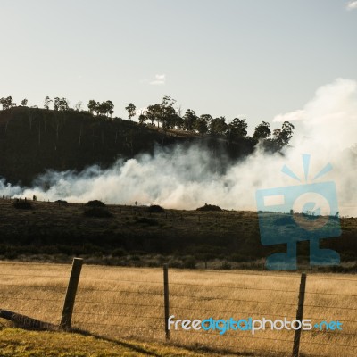 Bush Fire In A Country Town Stock Photo